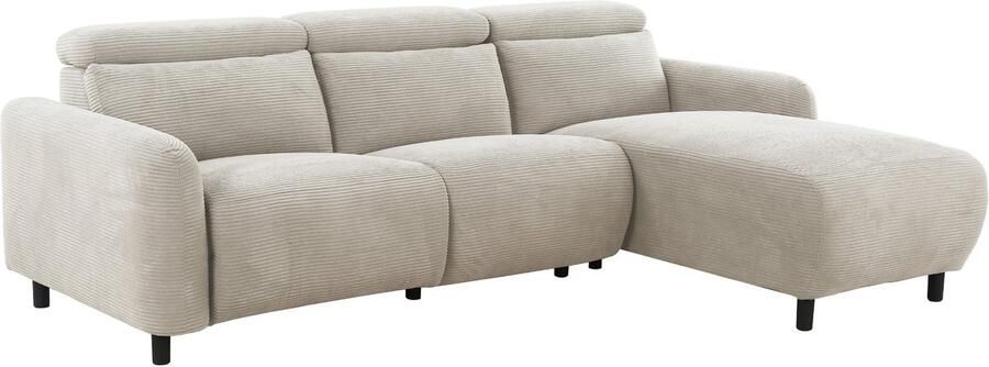Loft24 Skaane|Hoekbank met L-vorm 274 cm elektrische functie in snoercrème Recamiere rechts