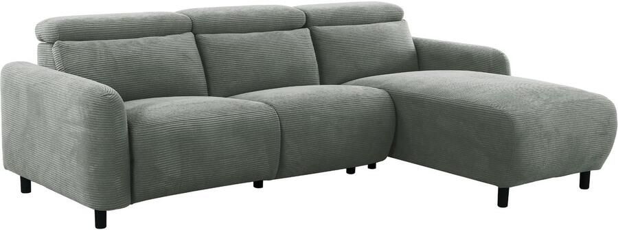 Loft24 Skaane|Hoekbank met L-vorm 274 cm elektrische functie in draadgrijs Recamiere rechts