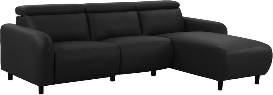Loft24 Skaane|Hoekbank met L-vorm 274 cm elektrische functie in PU zwart Recamiere rechts
