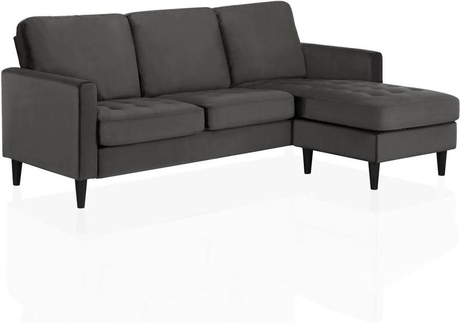 CosmoLiving by Cosmopolitan Hoekbank Strummer L-vorm van veloursstof ottomane aan beide kanten te monteren zithoogte 46 cm (1 stuk) - Foto 4