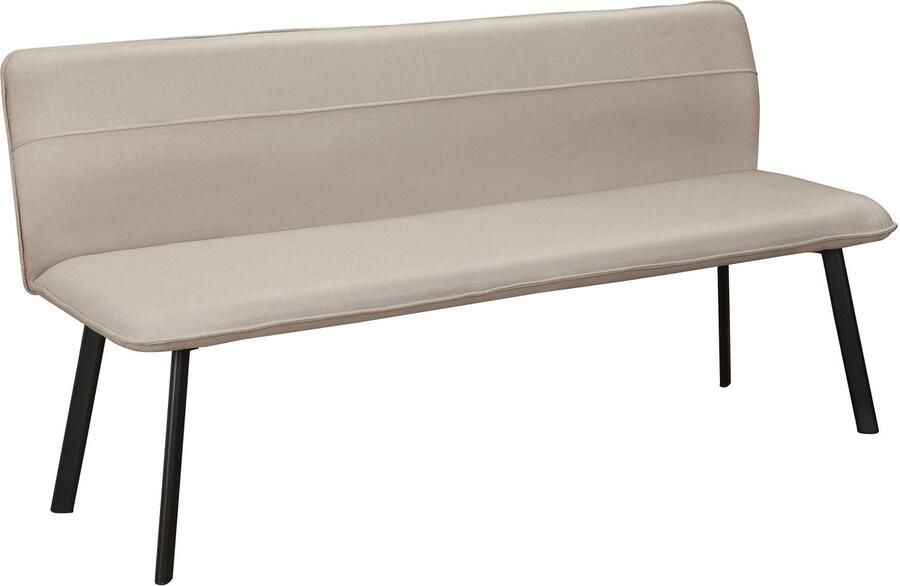 Loft24 Taylor|Eetkamerbank in crèmekleurige stof en zwarte metalen poten