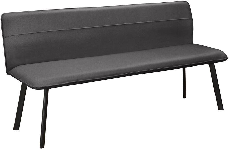 Loft24 Taylor|Eetkamerbank in stof antraciet en zwarte metalen poten