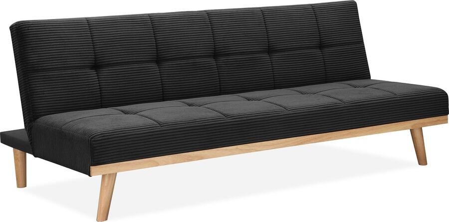 Loft24 Vicky Slaapbank 3-zits met houten poten in linnen look antraciet