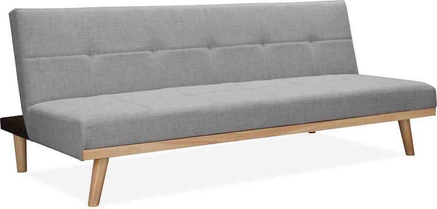 Loft24 Vicky Slaapbank 3-zits met houten poten in linnen look grijs