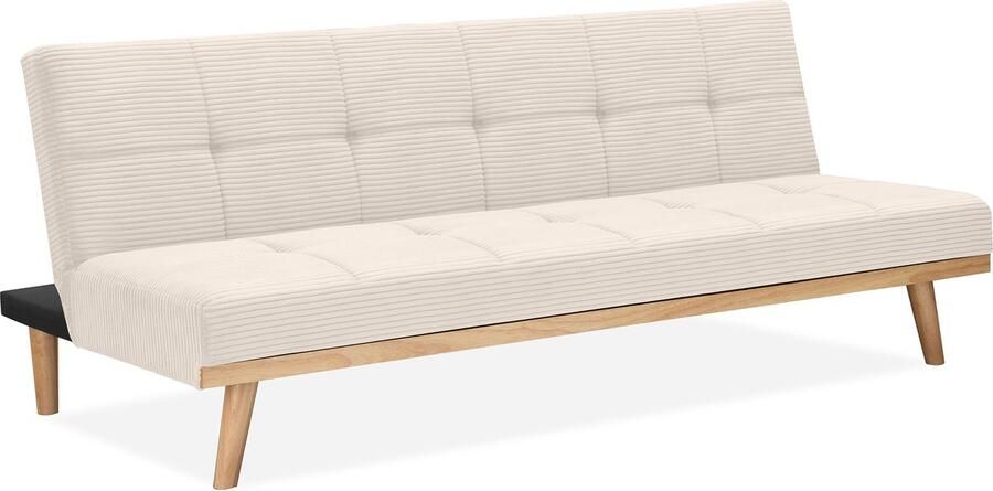 Notio Living Vicky Slaapbank 3-zits met houten poten in stof crème - Foto 3