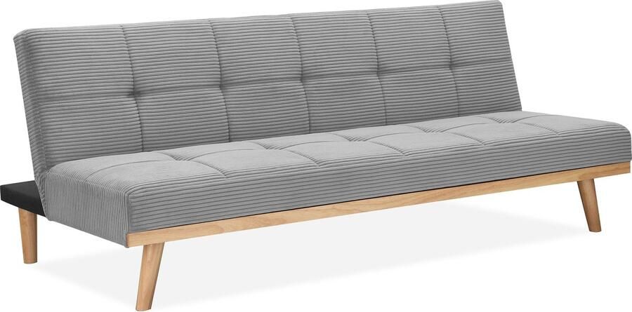 Loft24 Vicky Slaapbank 3-zits met houten poten in stof grijs