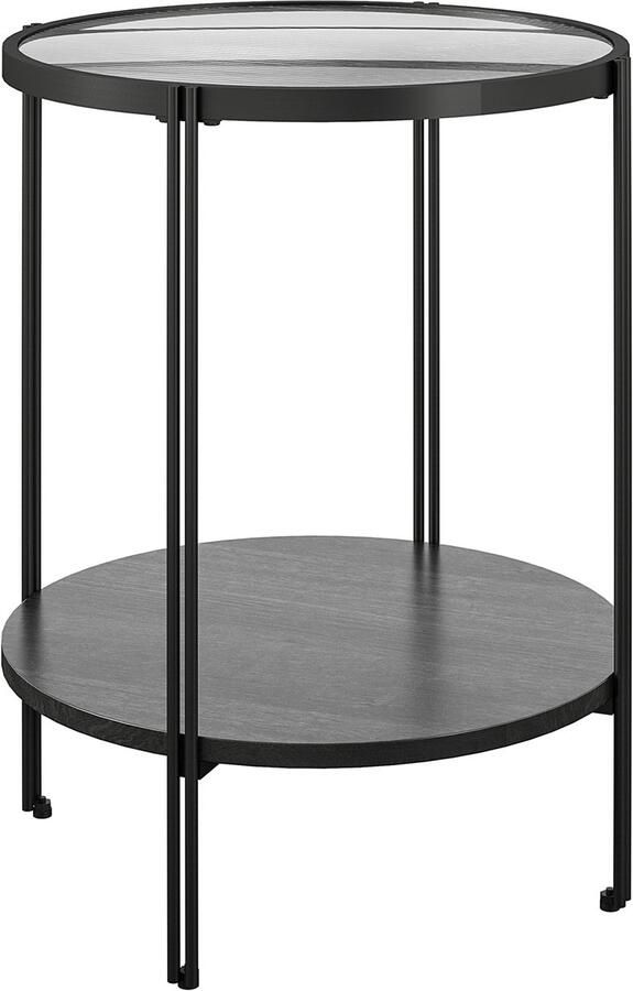 Loft24 Wainwright|Ronde bijzettafel in eiken agglomeraat zwart