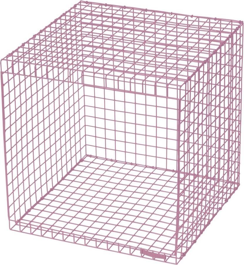 Loft24 WIRE CUBIC|Bijzettafel in roze metaal