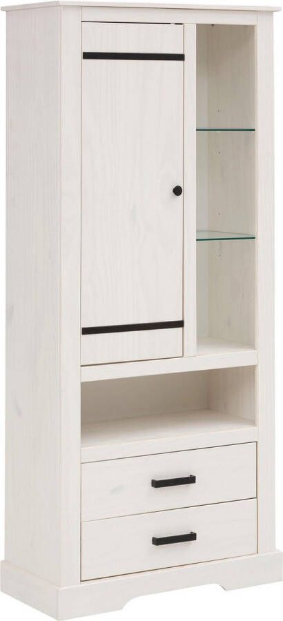 Loft24 Loki|Vitrinekast met 1 deur en 2 laden in Pine Wit - Foto 2