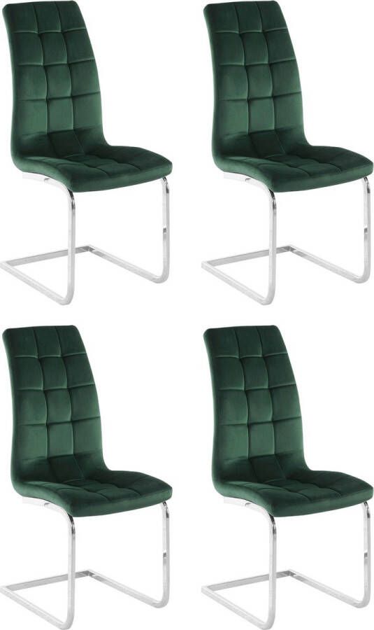 INOSIGN Vrijdragende stoel Lola set van 2 of 4 bekleding van imitatieleer of fluweelstof chroom metalen frame (set) - Foto 2