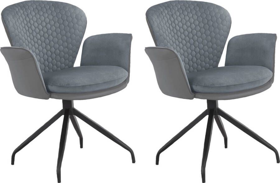 Loft24 Lucia|Set van 2 antraciet eetkamerstoelen