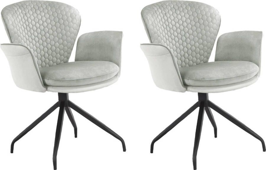 Loft24 Lucia|Set van 2 grijze eetkamerstoelen
