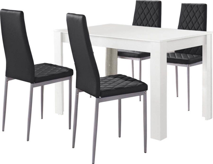 Loft24 Lynn & Brooke|Set van Eettafel 120x80cm met 4 Stoelen Zwart