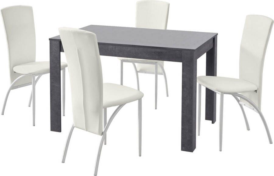 Loft24 Lynn & Nicole|Set van Eettafel 120x80cm met 4 Stoelen Wit