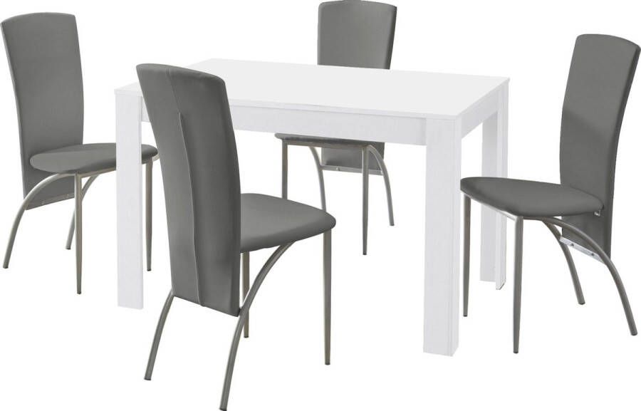 Loft24 Lynn & Nicole|Set van Eettafel 120x80cm met 4 Stoelen Lichtgrijs