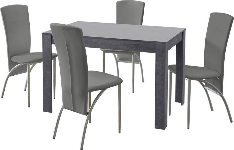Loft24 Lynn & Nicole|Set van Eettafel 120x80cm met 4 Stoelen Lichtgrijs