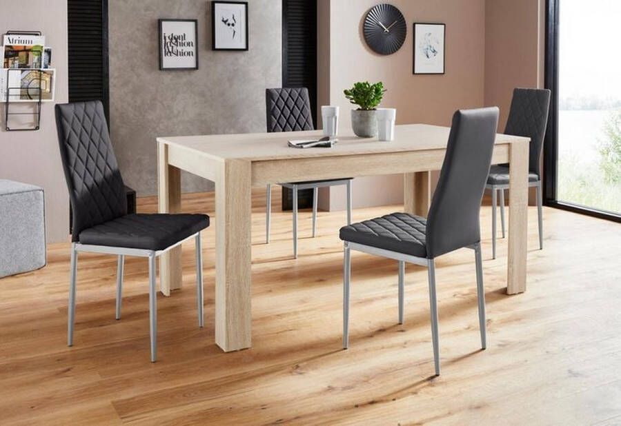 Loft24 Lynn & Brooke|Set van Eettafel 160x90cm met 4 Stoelen Zwart - Foto 2