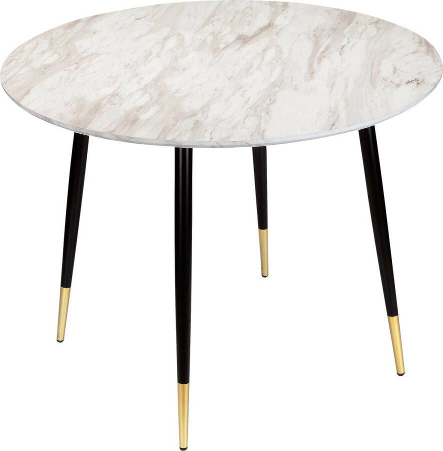 Loft24 Monza|Eettafel 100 cm 6 plaatsen in Zwart Goud Marmer