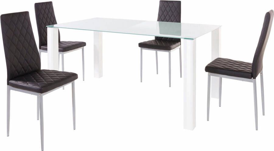 Loft24 Norma & Brooke|Set van Eettafel 120x80cm met 4 Stoelen Zwart