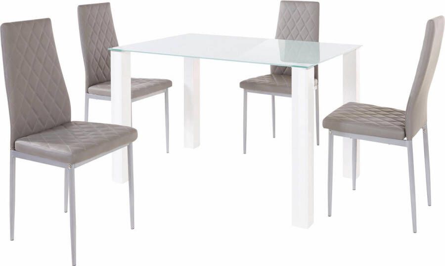 Loft24 Norma & Brooke|Set van Eettafel 120x80cm met 4 Stoelen Lichtgrijs