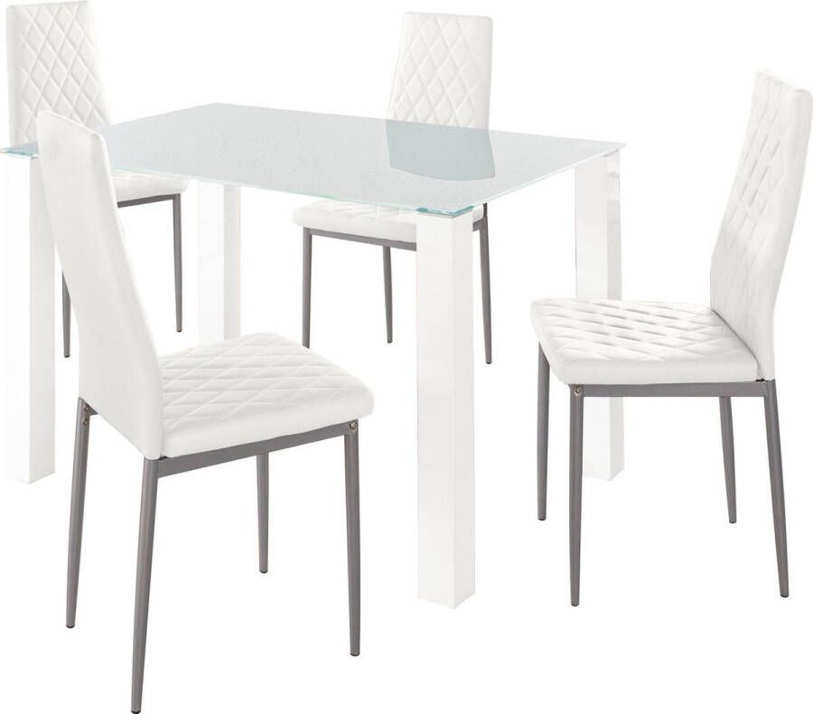 Loft24 Norma & Brooke|Set van Eettafel 120x80cm met 4 Stoelen Wit