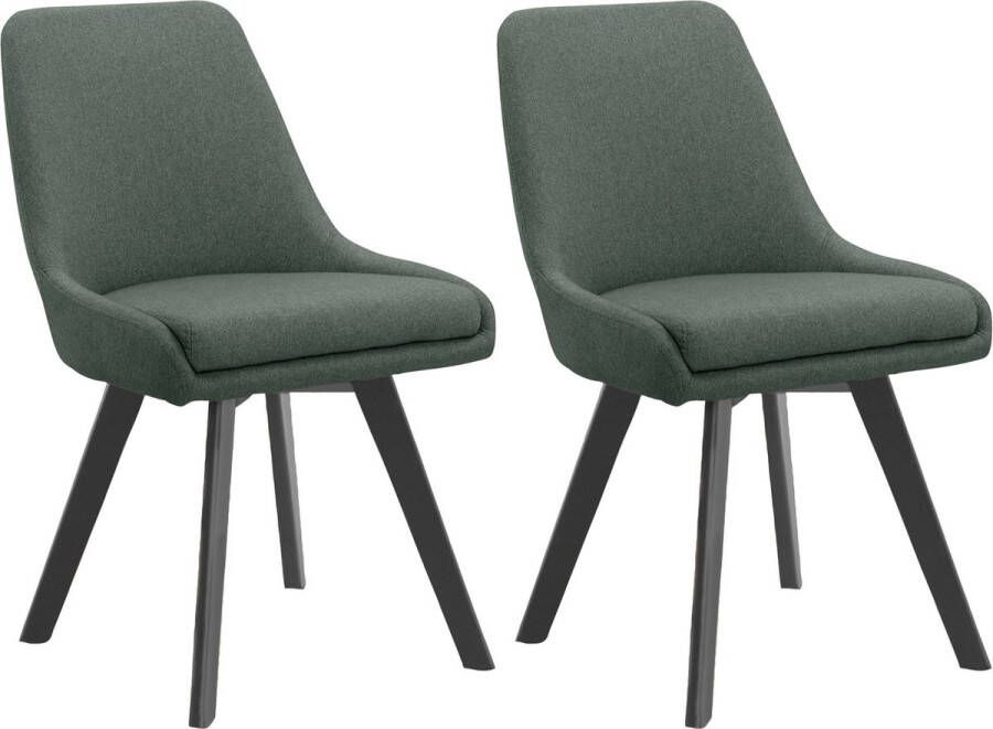 Loft24 Rudi2 Eetkamerstoel 2 stuks Groene Wolstof