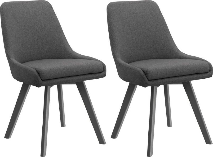 Loft24 Rudi2|Set van 2 eetkamerstoelen in antraciet wol-look stof