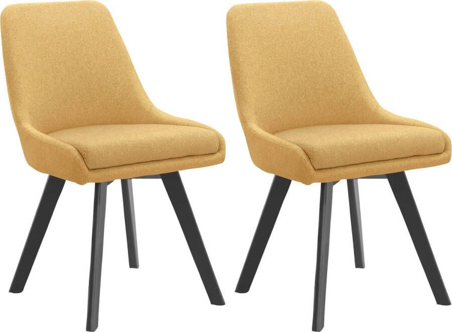 Loft24 Rudi2|Eetkamerstoel 2 Set Mosterd Wolstof