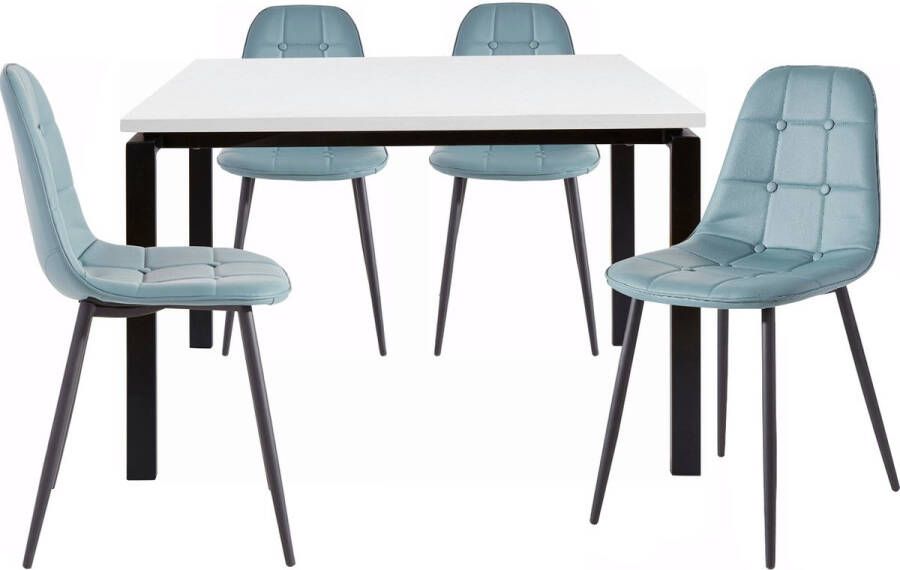 Loft24 Sabine & Luna|120 cm Eettafel Stoel 4 Pack Blauw