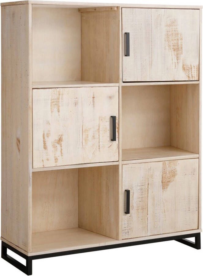 Loft24 Santo|Boekenkast met 3 Deuren in Grenen