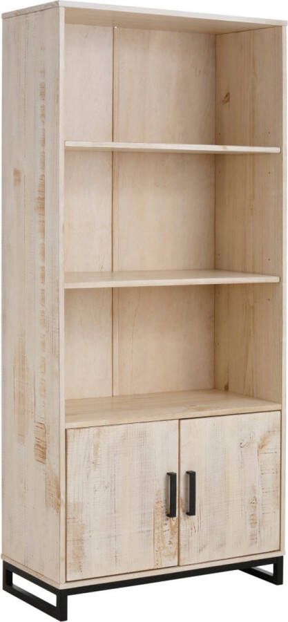 Loft24 Santo|Boekenkast met 2 Deuren in Grenen Wit