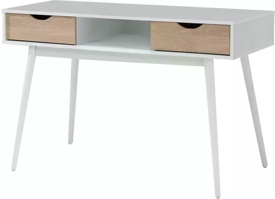 Loft24 Scandi Bureau met 2 lades in MDF wit en eiken
