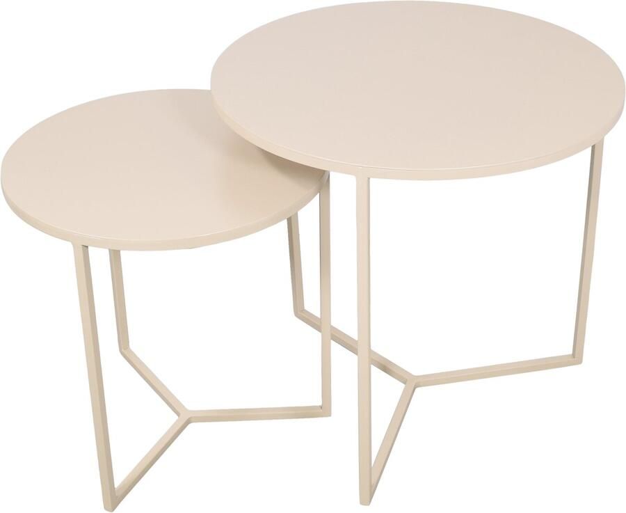 LOFT42 Dulon Set Bijzettafels Rond Beige Ø49x46