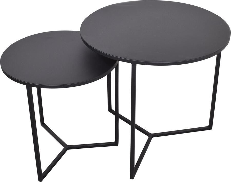 LOFT42 Dulon Set Bijzettafels Rond Zwart Ø49x46