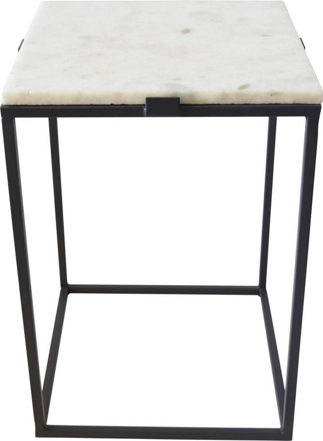LOFT42 Marble Bijzettafel Vierkant Marmer Zwart metaal 32x32x46