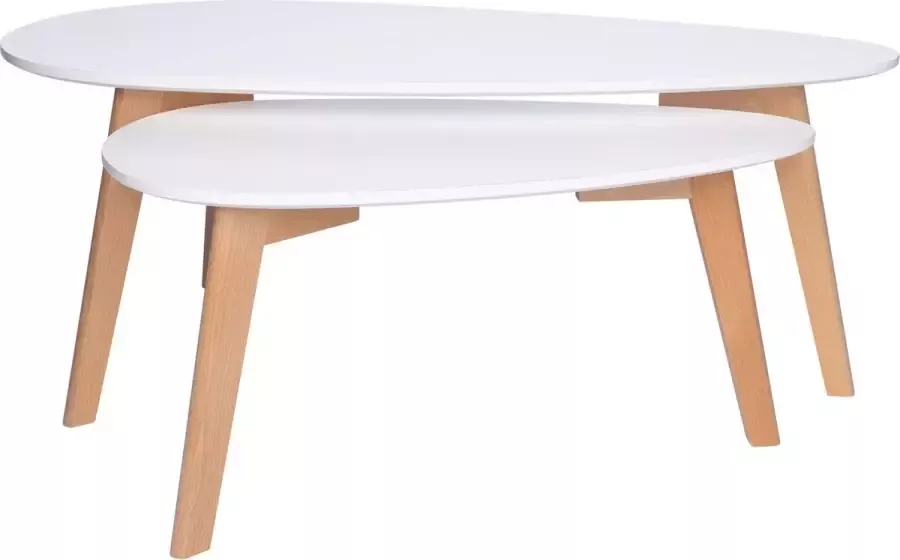 Loftique Salontafels Set The Stockholmer Wit Ovaal Hout Salontafel Scandinavisch Bijzettafel