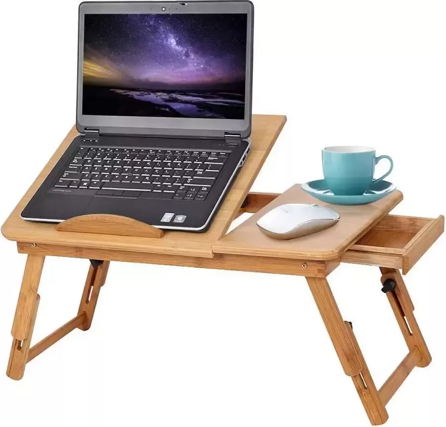 Logic Verstelbare Bamboo Lapdesk Bed Laptop Tray draagbare opvouwbare laptoptafel met lade en koelgaten slaapbank Bamboo Lapdesk Working Maaltijdlade voor laptop Notebook Tablet slaapkamer
