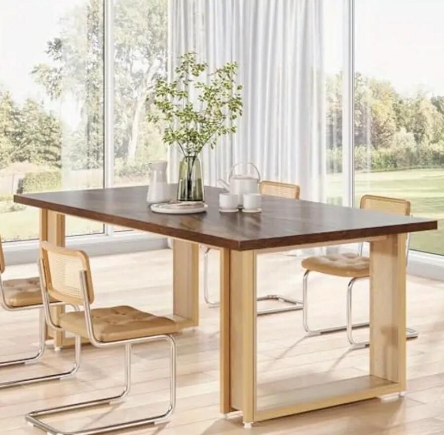 Loire Design Rustieke Eettafel 160 cm – Houten Tafel met Metalen Sleevorm Onderstel – Industrieel & Ruimtebesparend – Voor 4 Personen