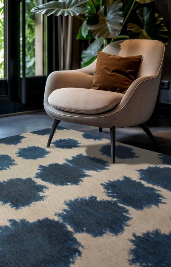 Beneffito Paintball blauw structuurpatroon hedendaags abstract vloerkleed Tapijt 170 x 240 cm - Foto 2