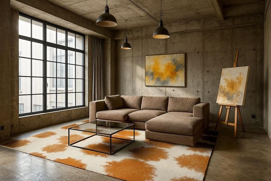 Beneffito Paintball oranje structuurpatroon hedendaags abstract vloerkleed Tapijt 200 x 280 cm