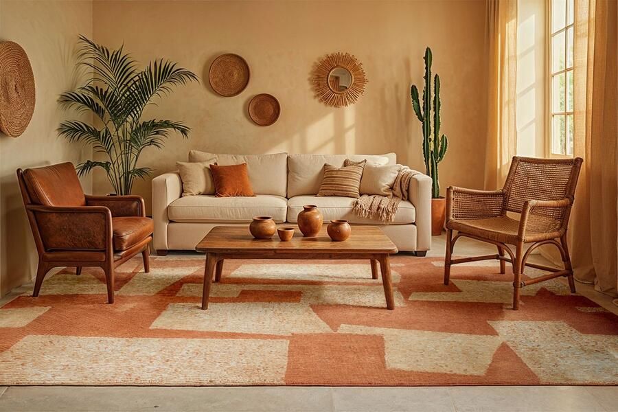 Beneffito Skip modern design vloerkleed met roze en beige geometrisch patroon Tapijt 80 x 150 cm