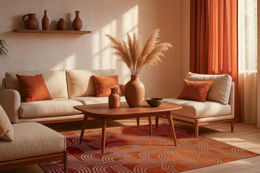 Beneffito Vloerkleed Disco rood met geometrische lijnen en cirkels Tapijt 240 x 340 cm