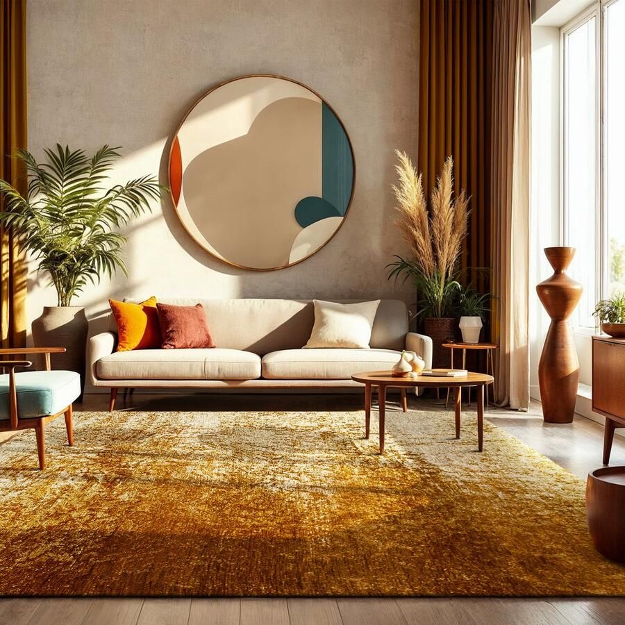 Beneffito Vloerkleed Reflect met verbrand geel en ivoor antiek effect 170 x 240 cm