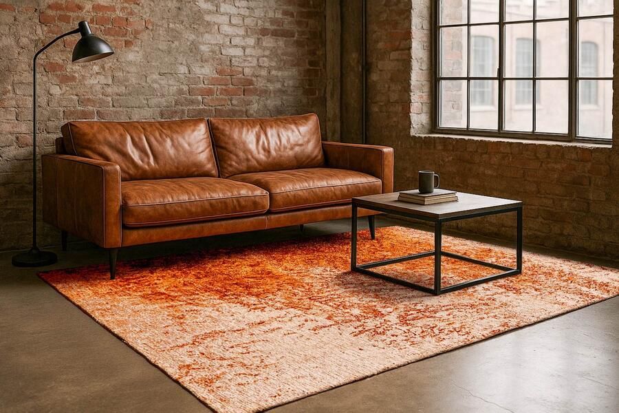 Beneffito Vloerkleed Reflect met verbrand oranje en ivoor antiek effect 200 x 280 cm