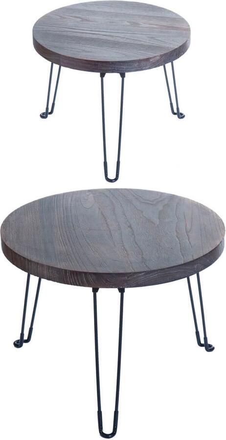 Lolaa Bijzettafel set Tava rond zwart 50cm