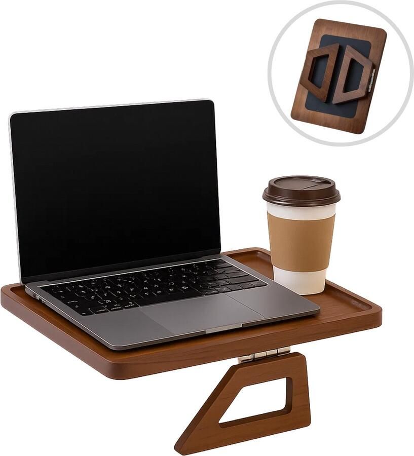 Lomera Armleuning Dienblad Bamboe Materiaal Antislip Bruin Kleur Inklapbaar Sofa Dienblad Bank Dienblad Zetel Dienblad Bankleuning Dienblad Bank Accessoire