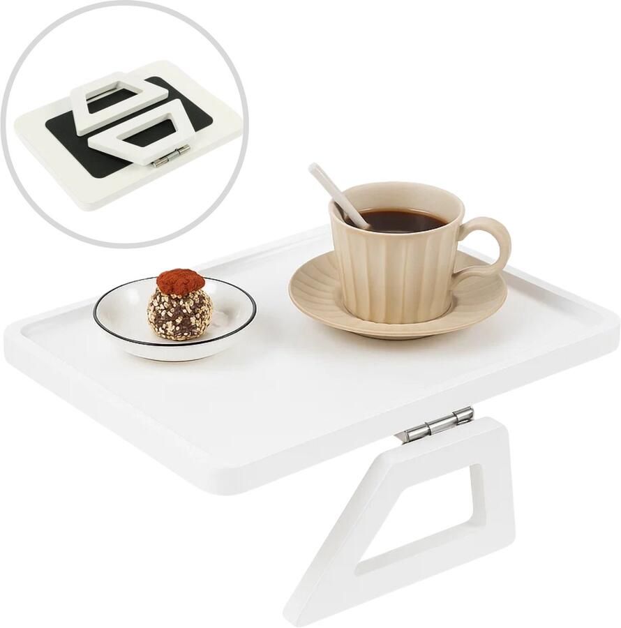 Lomera Armleuning Dienblad Bamboe Materiaal Wit Dienblad Antislip Functie Inklapbaar Dienblad Bank Accessoire Wit Bamboe Natuurlijke Uitstraling Duurzaam Design Elegante Stijl