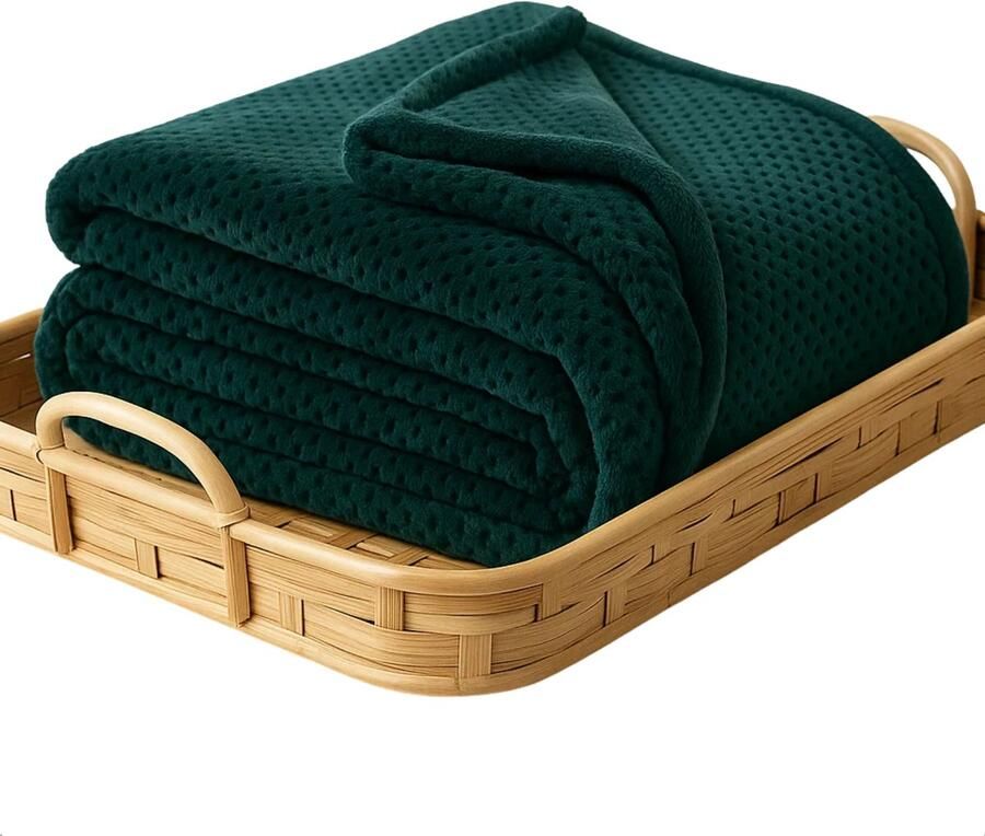 Lomera Fleece Deken Donkergroen Polyester Fleece 130 X 170 CM Wasbaar Op 30 Graden Superzacht Materiaal Warme Deken Bank Of Bed Behaaglijk Warm Winterdeken Plaid Deken Cosy Fleece Comfortabele Deken