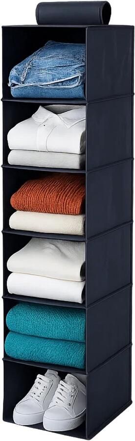 Lomera Hangende Organizer 6 Vakken Kledingkast Organizer Kleding Opbergen Hangend Model Compartimenten Kleding Verdeler