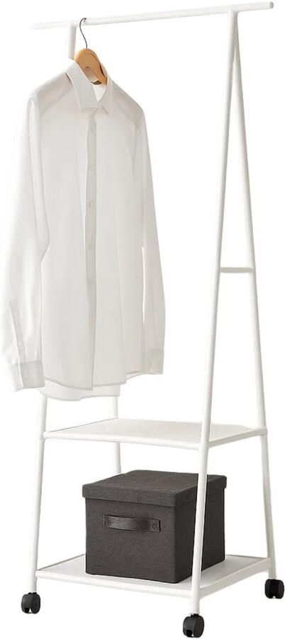 Lomera Kledingrek Op Wieltjes Verrijdbaar Kledingrek Metaal Kledingrek Wit Kledingrek Met Leggers Non-Woven Planken Zwenkwielen Met Rem Opbergruimte Voor Kleding Slaapkamer Accessoires Draagbaar Kledingrek